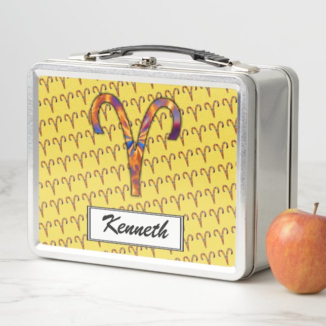 Aries Zodiac Symbol Element von Kenneth Yoncich Metall Brotdose (Beispiel)