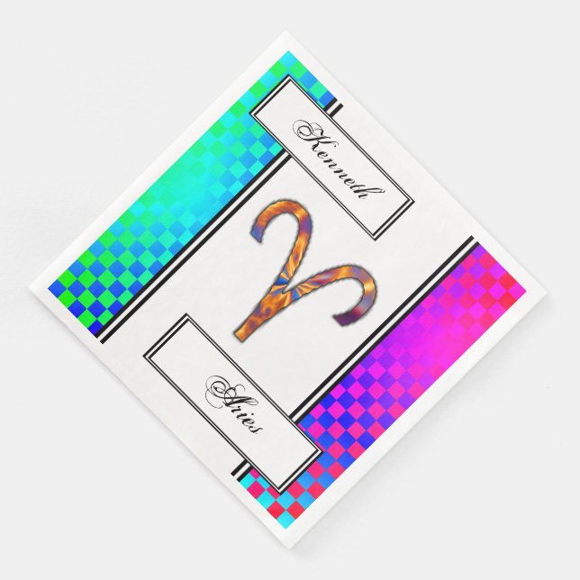 Aries Zodiac Symbol Element von Kenneth Yoncich Serviette (Ecke)