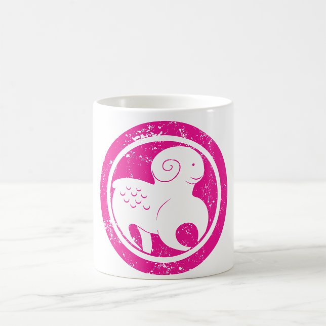 Aries Zodiac Symbol Grunge Pink Ram Astrologie Kaffeetasse (Von Creator hochgeladen)