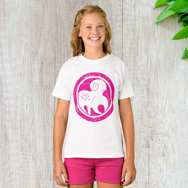 Aries Zodiac Symbol Grunge Pink Ram Astrologie T-Shirt (Von Creator hochgeladen)