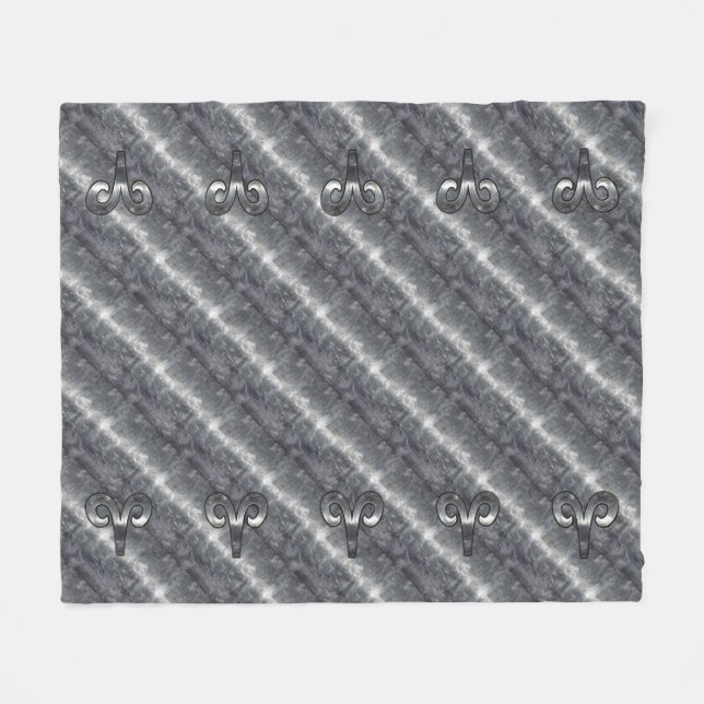 Aries Zodiac Symbol in Grunge Distressed Style Fleecedecke (Vorderseite (Horizontal))