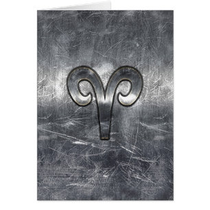 Aries Zodiac Symbol in Silver Distressed Style