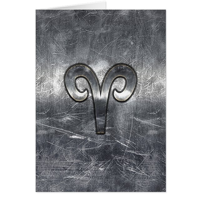 Aries Zodiac Symbol in Silver Distressed Style (Vorne)