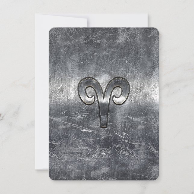 Aries Zodiac Symbol in Silver Distressed Style (Vorderseite)