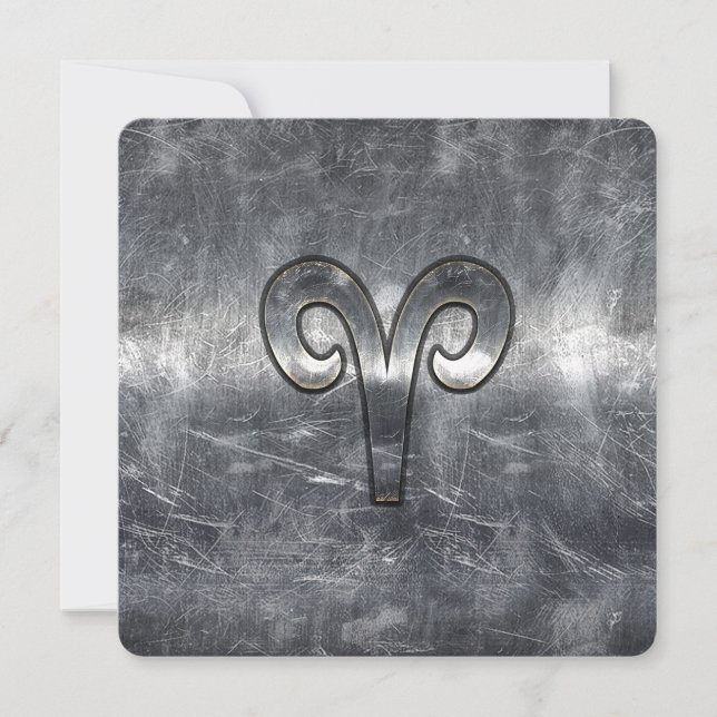 Aries Zodiac Symbol in Silver Distressed Style (Vorderseite)