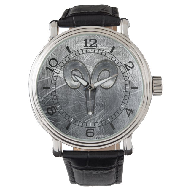 Aries Zodiac Symbol Industrial Style Dial Armbanduhr (Vorderseite)