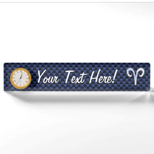 Aries Zodiac Symbol Navy Blue Carbon Fibre Style Namensplakette