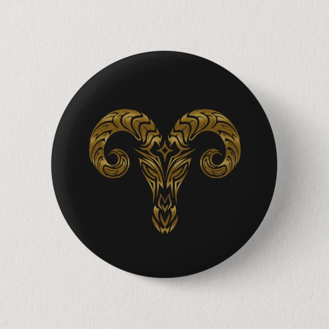 Aries Zodiac - Tribal Gold Button (Vorderseite)