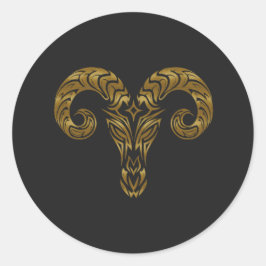 Aries Zodiac - Tribal Gold Runder Aufkleber