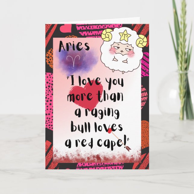 Aries Zodiac Valentines Personalisiert Card Karte (Vorderseite)
