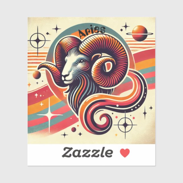 Aries Zodiac Vinyl Sticker Retro Design (Blatt)