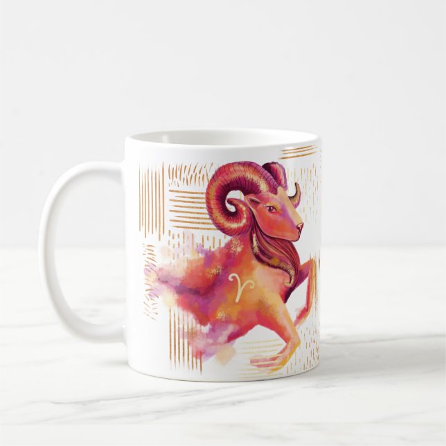 Aries Zodiac Watercolour Artistry Print Mug Tasse (Links)
