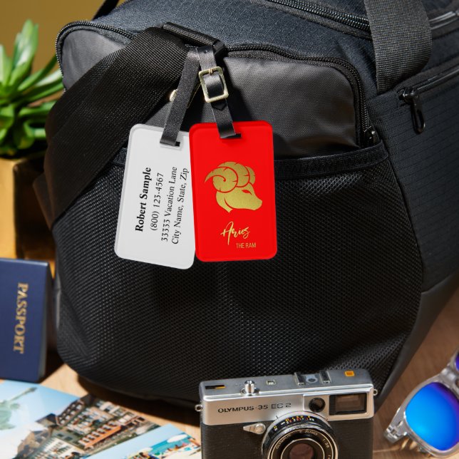 Aries Zodiac-Zeichen Gepäckanhänger (Vorderseite & Rückseite)