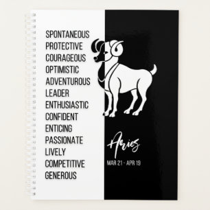 Aries Zodiac Zeichen, Schwarz & Weiß Planer