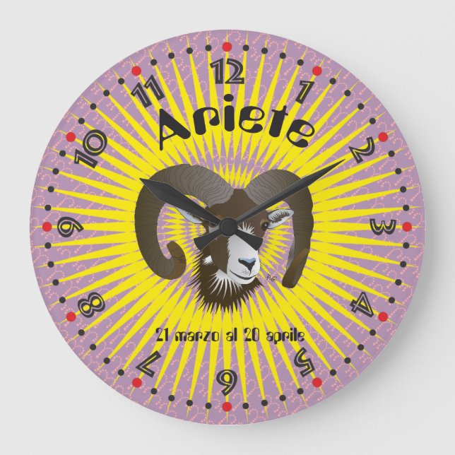 Ariete 21 marzo al 20 aprile Orologio Große Wanduhr (Vorderseite)