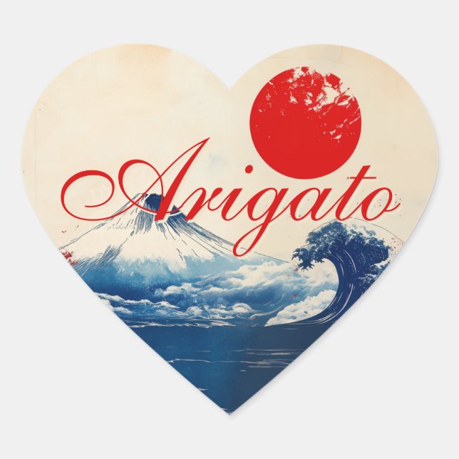 Arigato Japonesque Harmonie mit Fuji Herz-Aufkleber (Vorderseite)