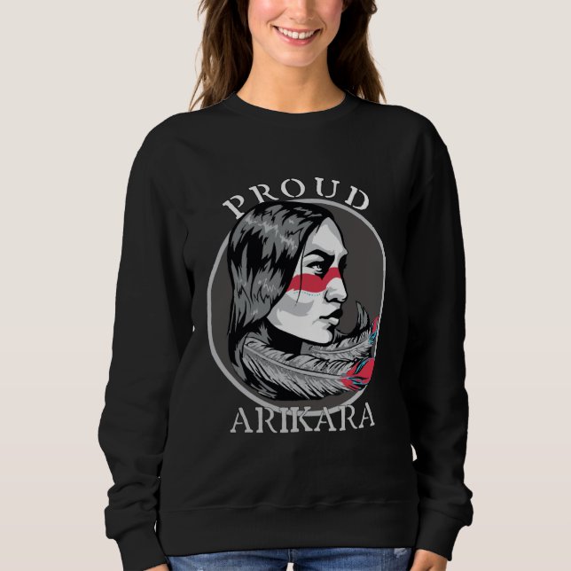 Arikara American Indian Tribe Warrior Girl Feather Sweatshirt (Vorderseite)