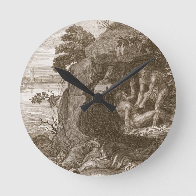 Aristeus zwingt Proteus, um seine Orakel, 17 Runde Wanduhr (Vorderseite)