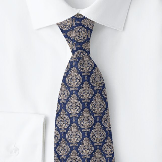 Aristocrat Damask Blue NeckTie Krawatte (Von Creator hochgeladen)
