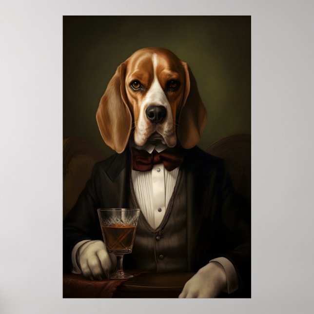 Aristocratic Beagle Print, Funny Renaissance Dog Poster (Vorne)
