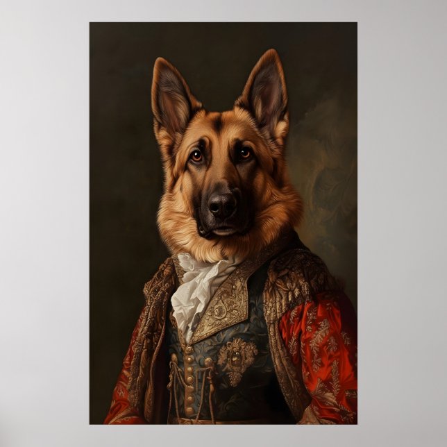 Aristocratic German Shepherd Print, Renaissance Poster (Vorne)