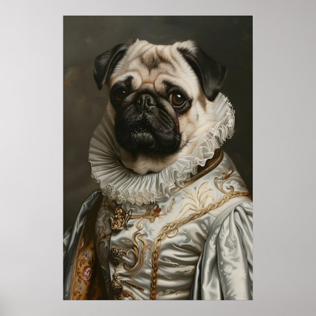 Aristocratic Pug Renaissance Portrait Print Poster (Vorne)