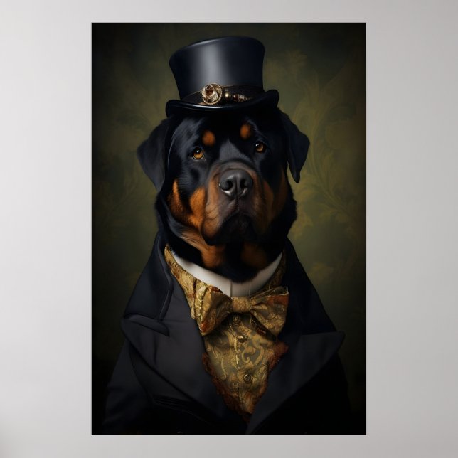 Aristocratic Rottweiler Print, Funny Renaissance Poster (Vorne)
