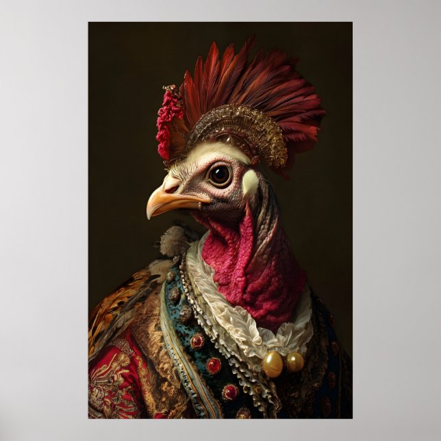 Aristocratic Turkey Portrait, Funny Renaissance Poster (Vorne)