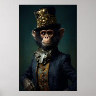 Aristokratischer Affen Druck, Renaissance Tier Poster