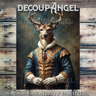 Aristokratischer Buck - Decoupage- Seidenpapier