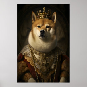 Aristokratischer Shiba Inu-Porträt-Druck, Lustiger Poster