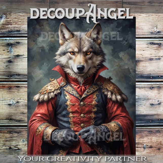 Aristokratischer Wolf mit einer roten Wolke - Deco Seidenpapier (Von Creator hochgeladen)