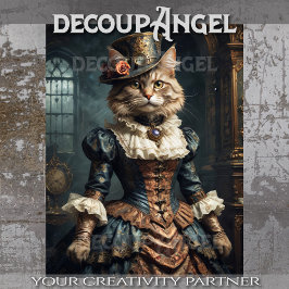 Aristokratisches Kitten Portrait - Decoupage- Seidenpapier