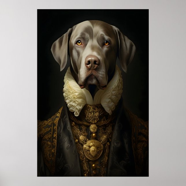 Aristokratisches Labrador-Porträt, Lustiger Königs Poster (Vorne)