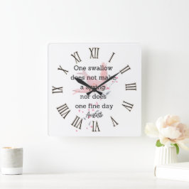 Aristoteles Frühjahrszitat Dekoration für Zuhause  Quadratische Wanduhr