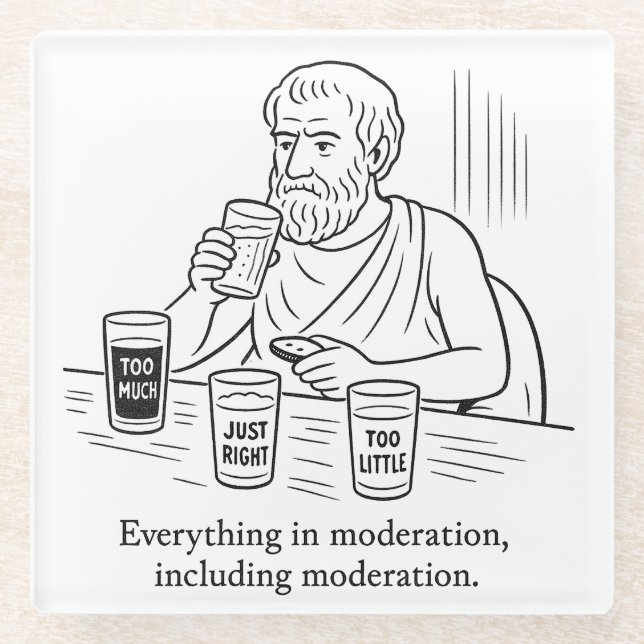 Aristoteles' Leitfaden für Mäßigung Glasuntersetzer (Vorderseite)