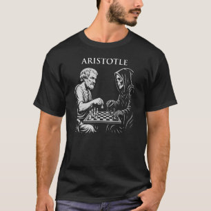 Aristoteles spielt Schach gegen düsteren Sensenman T-Shirt