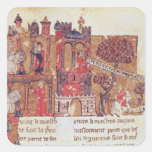 Aristoteles weist Alexander den Großen in Quadratischer Aufkleber