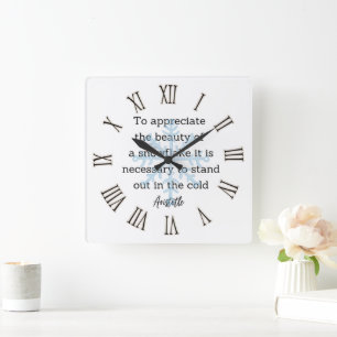 Aristoteles Winter Zitat Dekoration für Zuhause Quadratische Wanduhr