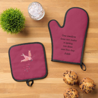 Aristotle Spring Quote Decor For Home Oven Mitt & Ofenhandschuh & Topflappen-Set