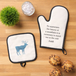 Aristotle Winter Quote Decor For Home Ofenhandschuh & Topflappen-Set