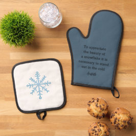 Aristotle Winter Quote Decor For Home Ofenhandschuh & Topflappen-Set