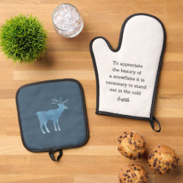 Aristotle Winter Quote Decor For Home Ofenhandschuh & Topflappen-Set