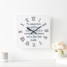 Aristotle Winter Quote Decor For Home Quadratische Wanduhr