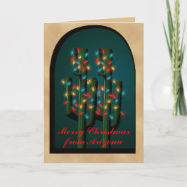 Arizona Adobe Christmas Cactus Tree Lights Card Feiertagskarte