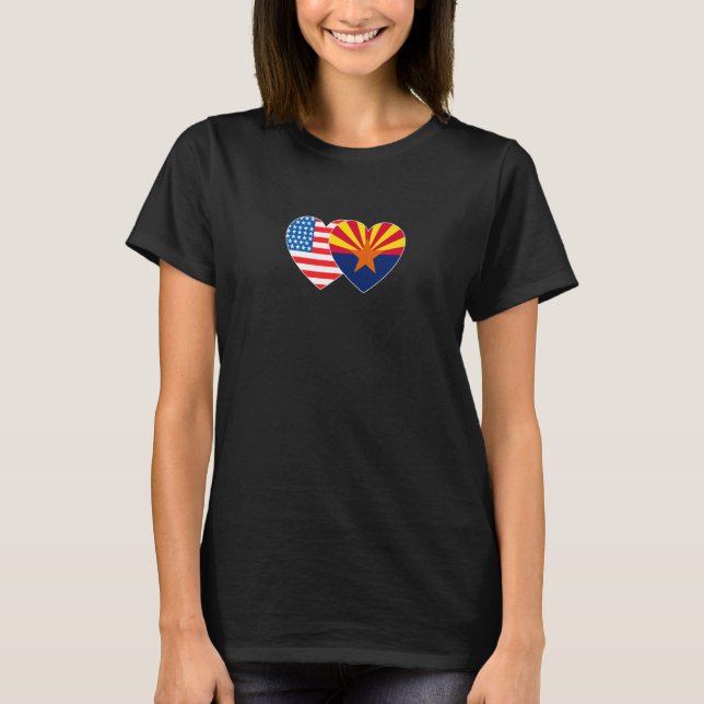 Arizona and USA Flag Twin Heart for Proud American T-Shirt (Vorderseite)