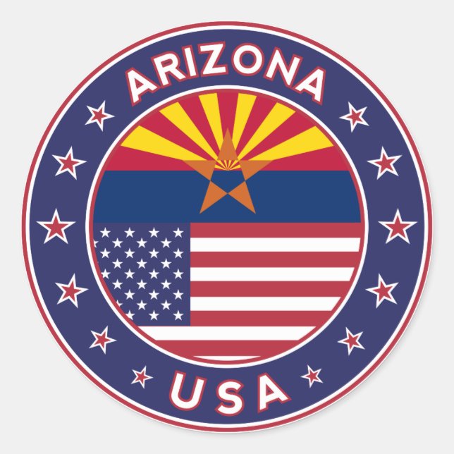 Arizona, Arizona, USA sticker, states Runder Aufkleber (Vorderseite)