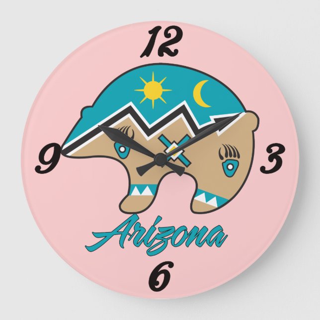 Arizona Bear Totem Wall Clock Große Wanduhr (Vorderseite)