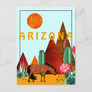 Arizona ~ Berge, Kakteen und Pferdewüste Postkarte