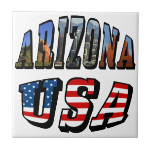Arizona Bild und USA-Flagge Text Fliese